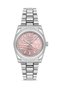 Women's Patterned Pink Dial Silver Color Cord Bracelet Watch Tctsn000604S0383