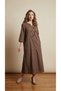 Women's Italian Chenille Velvet Bohemian Dress - Brown