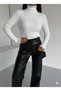 Milk White Thick Soft Textured Winter Cotton Turtleneck Slimfit High Neck Sweater