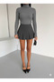 Gray Melange Thick Soft Textured Winter Cotton Turtleneck Fleece-Lined Slimfit High-Necked Sweater - 2