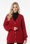 Women's Balloon Sleeve V-Neck Hair Knit Buttoned Comfortable Fit Knitwear Cardigan - 2