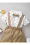 92 (18-24M) 2PCS Infant Boy Clothes Set Tiger Print Short Sleeve with Bow+Strap Shorts Casual Party - 2