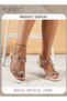 Women's Transparent Rhinestone Flower High Heels Women's Square Toe High Heel Sandals Women's Block - 5