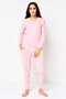 Women 2 Pieces Long Sleeve Top And Bottom Pajama Set, Pink