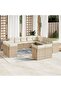 13 Piece Garden Sofa Set with Cushions Beige Poly Rattan