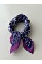 Navy purple patterned modal women's scarf bandana 50x50 cm standard size hair neck bag accessory - 4