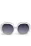 Women White Metallic Accent Round Sunglasses - 4