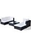 5 Piece Garden Lounge Set with Cushions Poly Rattan Black - 5