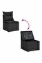 6 Piece Garden Sofa Set with Cushions Black Poly Rattan Acacia - 8