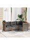 4 Piece Garden Sofa Set with Cushions Grey Poly Rattan