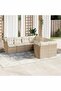 8 Piece Garden Sofa Set with Cushions Beige Poly Rattan