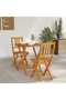 Bistro Set Folding 3 pcs Oil Natural Solid Acacia Wood - 2