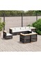 8 Piece Garden Sofa Set with Cushions Black Poly Rattan