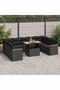 10 Piece Garden Sofa Set with Cushions Black Poly Rattan Acacia
