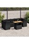 8 Piece Garden Sofa Set with Cushions Black Poly Rattan