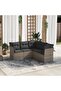 5 Piece Garden Sofa Set with Cushions Grey Poly Rattan