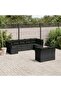 9 Piece Garden Sofa Set with Cushions Black Poly Rattan