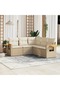 5 Piece Garden Sofa Set with Cushions Beige Poly Rattan