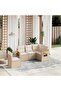 5 Piece Garden Sofa Set with Cushions Beige Poly Rattan