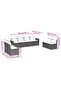 8 Piece Garden Sofa Set with Cushions Black Poly Rattan - 2