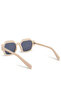 Women Bold Bevel Square Sunglasses in Beige - 3