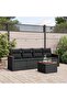 5 Piece Garden Sofa Set with Cushions Black Poly Rattan
