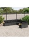 10 Piece Garden Sofa Set with Cushions Black Poly Rattan