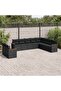 10 Piece Garden Sofa Set with Cushions Black Poly Rattan