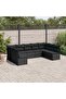 9 Piece Garden Sofa Set with Cushions Black Poly Rattan
