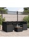 7 Piece Garden Sofa Set with Cushions Black Poly Rattan