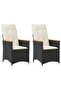 Reclining Garden Chairs 2 pcs with Cushions Black Poly Rattan