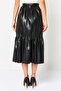 Women Plain Midi Skirt, Black - 4