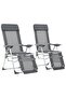 Folding Camping Chairs with Footrests 2 pcs Grey Textilene