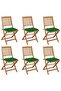 Folding Garden Chairs 6 pcs with Cushions Solid Acacia Wood