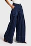 Women's Indigo Color 7S6-50 Super Palazzo Fit Leg Detail Denim Jean