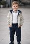 Boy's Hooded Premium Suit with Jacket, Bow Tie Shirt and Trousers, 3 Pieces