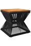 Coffee Table with Wire Base Black 38x38x38 cm Solid Wood Acacia - 6