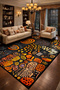 Sdt Orange Carved Stone Pattern Woven Base Modern Decorative Carpet Sdt231Orange - 2