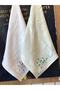 Set of 2 Embroidered Guest Towels – White & Cream, Soft Cotton - 2