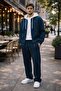 Segmented Color Hooded Zippered Cardigan Tracksuit Set