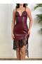 Lace Detailed Leather Mini Dress - 3