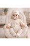 Newborn Baby Corded Fabric Jumpsuit & Hat Set with Cat Figure – 100% Cotton - 3
