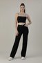 Women's Ice Black Super High Waist Loose Stretch Fabric Baggy Leg Denim Jeans Pants