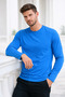 Men's Sky Blue Crew Neck Body 100% Cotton Long Sleeve T-Shirt - 4