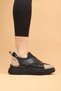 Nesica Black-Beige Colored Suede Leather Elastic Parachute Fabric Walking Shoes - 6