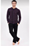 Men's Front Open Long Sleeve V-Neck 50% Cotton 50% Modal Pajama Set-6537 - 6