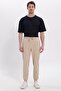 Men's Regular Fit Classic Cut Waist-Tie Jogger with Pockets Elasticated Cuffs Beige Sweatpants - 5