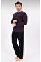 Men's Front Open Long Sleeve V-Neck 50% Cotton 50% Modal Pajama Set-6537