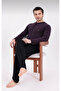 Men's Front Open Long Sleeve V-Neck 50% Cotton 50% Modal Pajama Set-6537 - 7