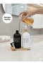 Black and White Hand Soap and Dish Soap Dispenser Set with Bamboo Stand - 2